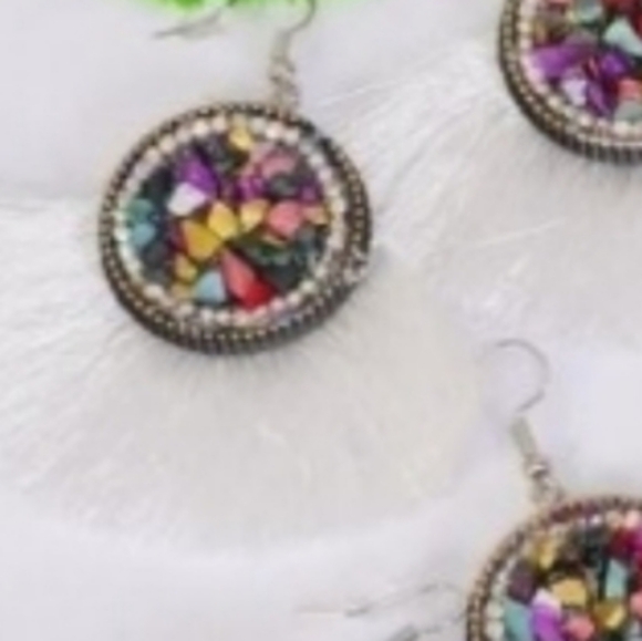 Tassel Fan Fringe Statement Earrings NEW *White - Picture 14 of 15